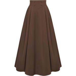 image:imageScarlet Darkness Victorian Skirts for Women Renaissance High Waisted Long Skirt with PocketsDark Brown