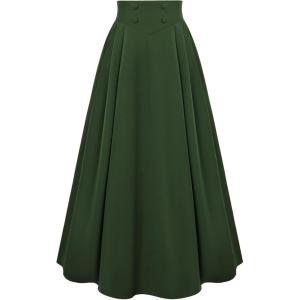 image:imageScarlet Darkness Victorian Skirts for Women Renaissance High Waisted Long Skirt with PocketsGreen