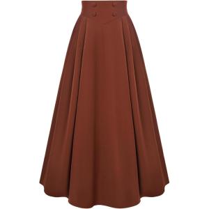 image:imageScarlet Darkness Victorian Skirts for Women Renaissance High Waisted Long Skirt with PocketsOrange