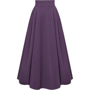 image:imageScarlet Darkness Victorian Skirts for Women Renaissance High Waisted Long Skirt with PocketsPurple