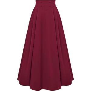 image:imageScarlet Darkness Victorian Skirts for Women Renaissance High Waisted Long Skirt with PocketsRed