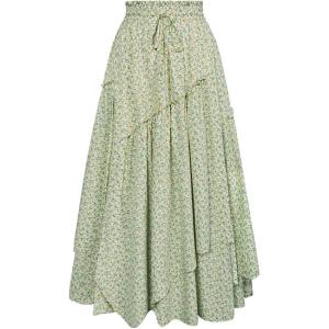 image:imageScarlet Darkness Women Floral Print Boho Skirt Elastic High Waist Long Maxi Skirts with PocketsYellow Floral