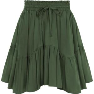 image:imageScarlet Darkness Women Flowy Mini Skirt with Shorts Renaissance Skirts Boho High Waist Skorts with PocketsOlive Green