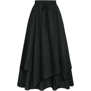 image:imageScarlet Darkness Women Renaissance Long Skirt A Line Layered Flowy Maxi SkirtsBlack