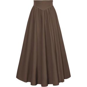 image:imageScarlet Darkness Women Renaissance Maxi Skirt Flowy Long Skirts Victorian High Waisted SkirtDeep Brown