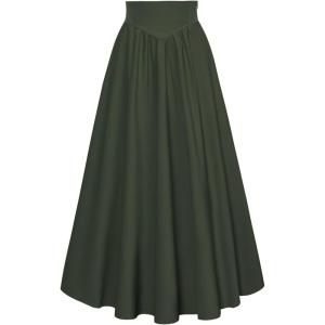 image:imageScarlet Darkness Women Renaissance Maxi Skirt Flowy Long Skirts Victorian High Waisted SkirtDeep Green