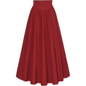 image:imageScarlet Darkness Women Renaissance Maxi Skirt Flowy Long Skirts Victorian High Waisted SkirtDeep Red