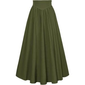 image:imageScarlet Darkness Women Renaissance Maxi Skirt Flowy Long Skirts Victorian High Waisted SkirtOlive Green