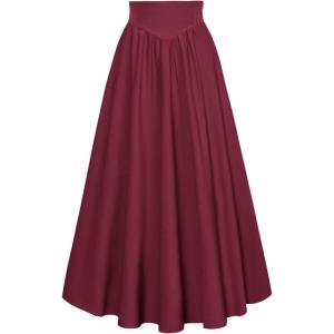 image:imageScarlet Darkness Women Renaissance Maxi Skirt Flowy Long Skirts Victorian High Waisted SkirtWine Red