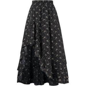 image:imageScarlet Darkness Womens Floral Maxi Skirts High Waist Summer Boho Flowy Ruffle Long Skirt with PocketsBlack Whisper