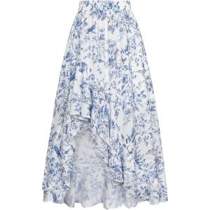 image:imageScarlet Darkness Womens Floral Maxi Skirts High Waist Summer Boho Flowy Ruffle Long Skirt with PocketsSapphire Bird