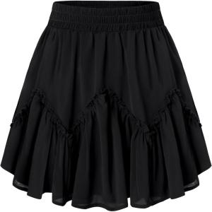 image:imageScarlet Darkness Womens Mini Skirt Plus Size Skater Skirts Cute Pleated Short Renaissance Pirate Skirt with PocketsBlack