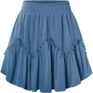 image:imageScarlet Darkness Womens Mini Skirt Plus Size Skater Skirts Cute Pleated Short Renaissance Pirate Skirt with PocketsBlue