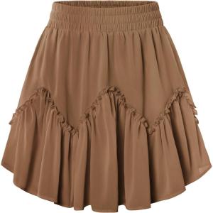 image:imageScarlet Darkness Womens Mini Skirt Plus Size Skater Skirts Cute Pleated Short Renaissance Pirate Skirt with PocketsKhaki