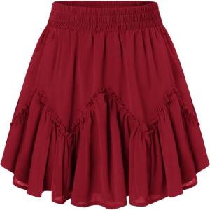 image:imageScarlet Darkness Womens Mini Skirt Plus Size Skater Skirts Cute Pleated Short Renaissance Pirate Skirt with PocketsRed