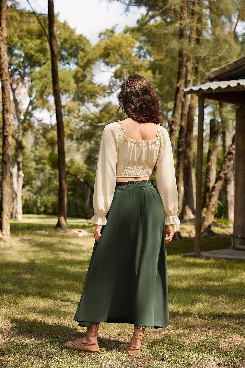 image:imageScarlet Darkness Vintage Corset Tops for Women Renaissance Blouse Off Shoulder Long Sleeve TopApricot