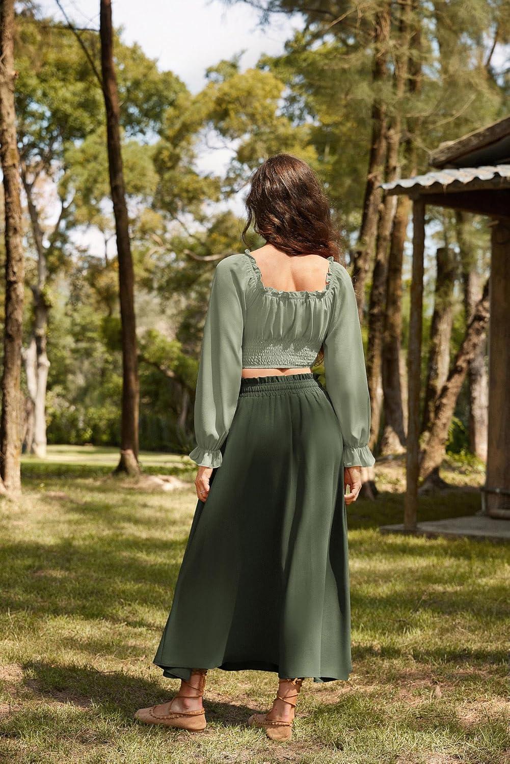 image:imageScarlet Darkness Vintage Corset Tops for Women Renaissance Blouse Off Shoulder Long Sleeve TopGreen