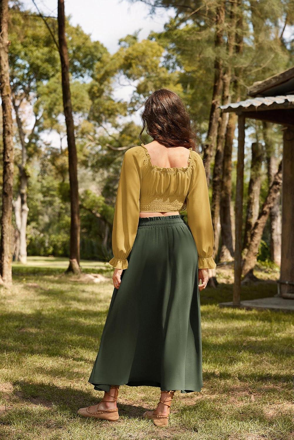 image:imageScarlet Darkness Vintage Corset Tops for Women Renaissance Blouse Off Shoulder Long Sleeve TopYellow