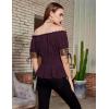 image:imageBelle Poque Women Renaissance Off Shoulder Blouse Smocked Waist Pirate Shirt Peplum TopsDeep Purple