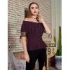 image:imageBelle Poque Women Renaissance Off Shoulder Blouse Smocked Waist Pirate Shirt Peplum TopsDeep Purple