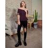 image:imageBelle Poque Women Renaissance Off Shoulder Blouse Smocked Waist Pirate Shirt Peplum TopsDeep Purple