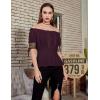image:imageBelle Poque Women Renaissance Off Shoulder Blouse Smocked Waist Pirate Shirt Peplum TopsDeep Purple
