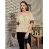image:imageBelle Poque Women Renaissance Off Shoulder Blouse Smocked Waist Pirate Shirt Peplum TopsKhaki
