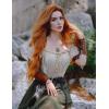 image:imageBelle Poque Women Renaissance Off Shoulder Blouse Smocked Waist Pirate Shirt Peplum TopsKhaki