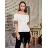 image:imageBelle Poque Women Renaissance Off Shoulder Blouse Smocked Waist Pirate Shirt Peplum TopsWhite