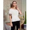 image:imageBelle Poque Women Renaissance Off Shoulder Blouse Smocked Waist Pirate Shirt Peplum TopsWhite