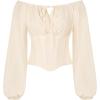 image:imageSCARLET DARKNESS Corset Tops for Women Elastic Neckline Renaissance Shirt Peasant BlouseBeige