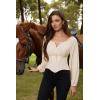 image:imageSCARLET DARKNESS Corset Tops for Women Elastic Neckline Renaissance Shirt Peasant BlouseBeige