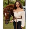image:imageSCARLET DARKNESS Corset Tops for Women Elastic Neckline Renaissance Shirt Peasant BlouseBeige
