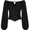 image:imageSCARLET DARKNESS Corset Tops for Women Elastic Neckline Renaissance Shirt Peasant BlouseBlack