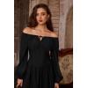 image:imageSCARLET DARKNESS Corset Tops for Women Elastic Neckline Renaissance Shirt Peasant BlouseBlack