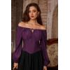 image:imageSCARLET DARKNESS Corset Tops for Women Elastic Neckline Renaissance Shirt Peasant BlouseDeep Purple