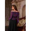 image:imageSCARLET DARKNESS Corset Tops for Women Elastic Neckline Renaissance Shirt Peasant BlouseDeep Purple