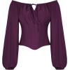 image:imageSCARLET DARKNESS Corset Tops for Women Elastic Neckline Renaissance Shirt Peasant BlouseDeep Purple
