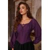 image:imageSCARLET DARKNESS Corset Tops for Women Elastic Neckline Renaissance Shirt Peasant BlouseDeep Purple