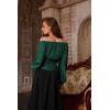 image:imageSCARLET DARKNESS Corset Tops for Women Elastic Neckline Renaissance Shirt Peasant BlouseGreen