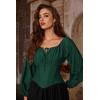 image:imageSCARLET DARKNESS Corset Tops for Women Elastic Neckline Renaissance Shirt Peasant BlouseGreen