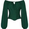image:imageSCARLET DARKNESS Corset Tops for Women Elastic Neckline Renaissance Shirt Peasant BlouseGreen
