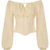 image:imageSCARLET DARKNESS Corset Tops for Women Elastic Neckline Renaissance Shirt Peasant BlousePristine