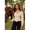 image:imageSCARLET DARKNESS Corset Tops for Women Elastic Neckline Renaissance Shirt Peasant BlousePristine