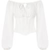image:imageSCARLET DARKNESS Corset Tops for Women Elastic Neckline Renaissance Shirt Peasant BlouseWhite