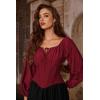 image:imageSCARLET DARKNESS Corset Tops for Women Elastic Neckline Renaissance Shirt Peasant BlouseWine Red
