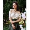 image:imageSCARLET DARKNESS Peasant Blouse for Women Off Shoulder Puff Sleeve Cotton Loose Summer TopsApricot