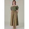 image:imageSCARLET DARKNESS Peasant Blouse for Women Off Shoulder Puff Sleeve Cotton Loose Summer TopsArmy Green