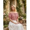image:imageSCARLET DARKNESS Peasant Blouse for Women Off Shoulder Puff Sleeve Cotton Loose Summer TopsDusty Pink