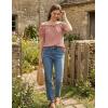 image:imageSCARLET DARKNESS Peasant Blouse for Women Off Shoulder Puff Sleeve Cotton Loose Summer TopsDusty Pink